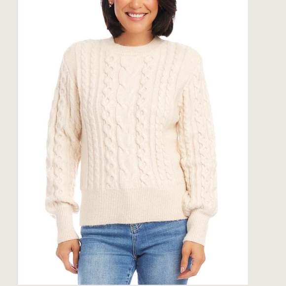 Karen Kane Sweaters - KAREN KANE CABLE KNIT SWEATER Women's Cream Cable Knit Sweater Med New